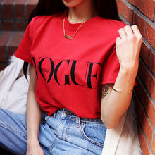 Модная женская футболка с буквенным принтом, короткий рукав, о-образный вырез, свободная Красная футболка, лето 2020, женская футболка, топы, Camisetas Mujer 2024 - купить недорого