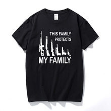 Camisetas hombre camiseta This family protects my family Arms Funny t-shirt men short sleeve t shirt Printed Cotton tops 2024 - buy cheap