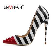 Enmayer-sapato feminino super alto, tamanhos 35-45, ly1256, salto fino, casual, sem cadarço 2024 - compre barato