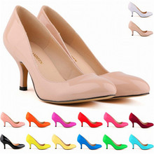 Classics Solid Women Pumps Office 2022 Round Toe Female Fashion Patent Leather Shallow High Heels 6cm Shoes Wholesale 14 Colors 2024 - buy cheap