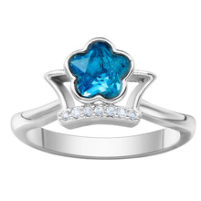 Hainon Nova Chegada de Cor Prata Estilo Crown Rose Flor Anéis de Dedo para As Mulheres Jóias Azul Cubic Zirconia Anéis de Casamento Presentes 2024 - compre barato