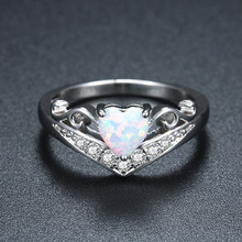 ERLUER, anillos con forma de corazón, ópalos mixtos de cristal CZ, Color plata para mujer, joyería brillante de compromiso a la moda, regalo de amor a la moda 2024 - compra barato