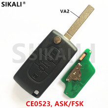 Sikali chaveiro de carro dobrável remoto, chaveiro para citroen c5 c4 c3 c2 berlingo picasso de 433mhz (ce0523, ask/fsk, va2) 2024 - compre barato