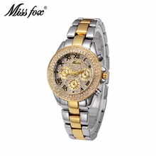 Famous Brand Luxury Women Watches with Crystal Rhinestone Fashion Golden Silver Stainless Ladies Wrist Watch Female Quartz Clock 2024 - buy cheap