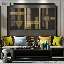 Carteles geométricos abstractos de estilo nórdico e impresiones, sala de estar de pared para imágenes artísticas, pintura en lienzo HD grande amarillo y blanco 2024 - compra barato