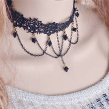 Fashion Ethnic Crystal Choker Necklace Women Black Pendant Crystal Rope Chain Lace Choker Necklace Vintage Jewelry For Women 2024 - buy cheap