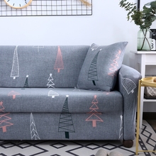 Capa elástica para sofá, almofada com estampa de árvore de natal, protege contra poeira 2024 - compre barato