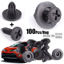 100Pcs Car 7mm Hole Plastic Rivets Fastener Push Clip Black Auto Vehicle Door Trim Panel Retainer Fastener Clips For Toyota 2024 - buy cheap