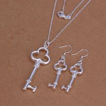 Conjuntos chapados en plata conjuntos de joyería de moda de plata tres llaves joyería al por mayor envío gratis aoqu LS200 2024 - compra barato