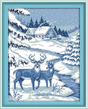 Needlework,DIY DMC Cross stitch,Sets For Embroidery kits, Snow Deer Garden Cottage Counted Cross-Stitching Animal Sewing kit 2024 - buy cheap