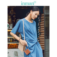 INMAN Spring Autumn Cotton O-neck Korean All Matched Casual Fashion Medium Sleeve Women Dress 2024 - buy cheap