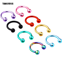 TIANCIFBYJS 50pcs Anodized Circular Barbell Horseshoe Piercing Septum Lip Labret Eyebrow Nose Ring Nipple Piercing Body Jewelry 2024 - buy cheap
