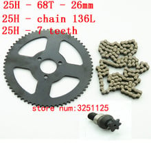 Chain set 25H 136L links loops Chain +7T teeth Pinion +68T tooth 26mm Rear Sprocket for 47cc 49cc Mini Moto Pocket Bike 2024 - buy cheap