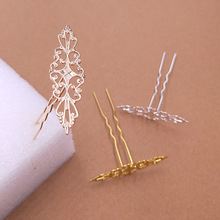 10 PCS Metal Copper Sheet Flower Piece Hair Stick Gold/Silver color U Shape Of Hairpin For Women Head Jewelry DIY Jewelry Making 2024 - buy cheap