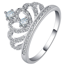 S925 anel em forma de coroa para mulheres, cor ouro branco zircônia fashion cor de prata joias de casamento 2024 - compre barato