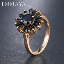 EMMAYA Fashion Flower Rings for Women Rose Gold-Color Black Crystals CZ Engagement Love Ring Jewellery 2024 - buy cheap