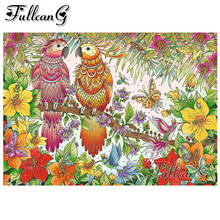 FULLCANG 5d diy diamond painting couple parrot flower diamond embroidery sale mosaic cross stitch full square/round drill FC514 2024 - buy cheap