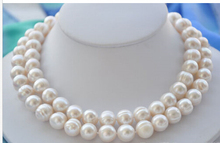 Collar de perlas de agua dulce redondas blancas, 100% naturales, 9-10mm, 32 pulgadas, envío gratis 2024 - compra barato