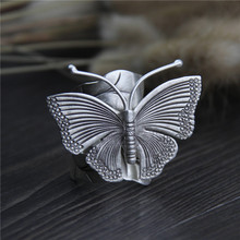 Anel feito à mão genuíno 925 prata esterlina folhas borboleta ajustável antigo tailandês anéis de dedo para mulheres frete grátis 2024 - compre barato
