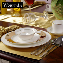 Wourmth European style Western Dish Steak Plates Gold Phnom Series Hotel Tableware Bone china Kitchenware Christmas Gift 2024 - buy cheap