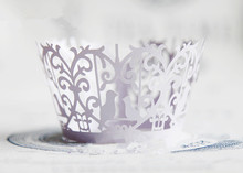 Free Shipping laser cut muffin cup cake cups wrappers pearl paper wedding party decoration supplies lace birds cupcake wrapper 2024 - buy cheap
