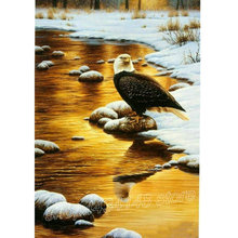 Full square 5d diy diamond painting "Eagle Snow Sunset Landscape" handmade cross stitch 3d diamond embroidery mosaic artwork 2024 - buy cheap