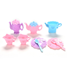 9Pcs/set Colorful Mini Tableware Tray Teapot Cup Spoon For  s Dolls Accessories Dollhouse Furniture Pretend Play Toys 2024 - buy cheap