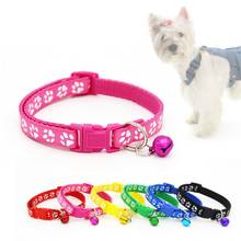 Pet Collar Dog Cat Pet Accessories Footprint Safety Adjustable Nylon Leash Collars With Bell 2024 - buy cheap