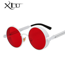 XIU-gafas de sol steampunk para hombre y mujer, lentes de sol redondas de metal, diseño de marca, vintage, a la moda, de alta calidad, UV400 2024 - compra barato