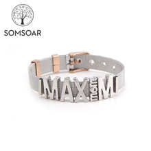 Drop shipping Somsoar Jewelry Max Mom Stainless Steel Charm Mesh Bracelet Set DIY Slide Charm Mesh bracelet for Mother's Gift 2024 - buy cheap