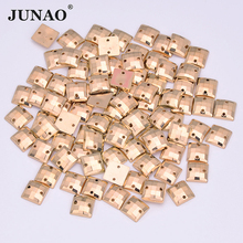 JUNAO-gemas cuadradas para coser, 8mm, 500 uds, Color dorado, parte trasera, piedras de cristal para ropa DIY 2024 - compra barato