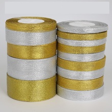 7MM-38MM Handmade Glitter Golden Silver Ribbons 25 Yards Metallic Luster Wedding Christmas Decoration Wedding Card Gift Wrapping 2024 - buy cheap