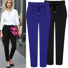 Summer Plus Size 5XL Black Blue Elastic Waist Trousers Maternity Women Fashion Female Harem Pants 2024 - buy cheap