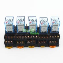 5Pcs Relay  MY4NJ  220/240V AC Small relay 5A 14PIN Coil DPDT With Socket Base 2024 - buy cheap