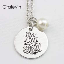 LIVE LOVE SOFTBALL Inspirational Hand Stamped Engraved Accessories Custom Charms Pendant Necklace Gift Jewelry,10Pcs/Lot, #LN784 2024 - buy cheap