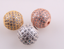 12 mm CZ Brass Metal Micro Pave Cubic Zirconia Disco Ball Round spacer beads charm 2024 - buy cheap