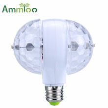 Lampara LED Lamp E27 6W Colorful Auto Rotating RGB Bulb Crystal Stage Lights Magic double Balls DJ party disco effect AC 85-265V 2023 - buy cheap