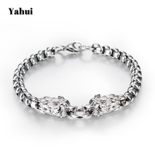YaHui stainless steel silver Wolf head bracelets for men friendship charms bracelets gifts for men fashion jewelry handmade 2024 - buy cheap