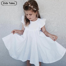 Летние Детские платья для маленьких девочек; одежда с рукавами-крылышками; однотонное платье принцессы; костюм для девочек; SQ434 2024 - купить недорого