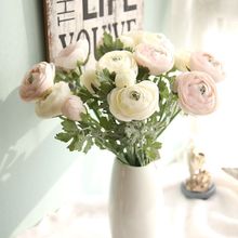 Ramo de flores postizas de Camelia para decoración del hogar, ramo de flores artificiales de Rosa té de seda Rural europea para decoración del banquete de boda, 10 Uds. 2024 - compra barato