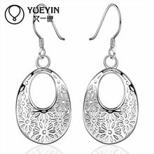 Round pendant earrings Wholesale silver plated long Dangle earrings for women wedding jewelry bijoux for mother 2024 - buy cheap