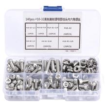 140Pcs #10-32 Stainless Steel Hex Socket Screw Cap Head screws Bolts Hex Screw Assortment Kit tornillos 2024 - buy cheap