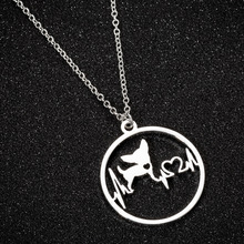 Wholesale Cute Round Puppy Heartbeat Necklace For Women Long Chain Chihuahua Dog Necklaces Stainless Steel Custom Jewelery Gift 2024 - buy cheap