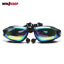 New Women Men Large Frame Anti Fog Waterproof UV Protection Swim Goggles Adjustable Electroplating Piscine Glasses For Swimming 2024 - buy cheap