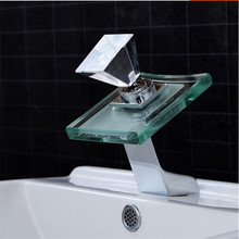 Sink Faucet Hot &cold Bathroom Mixer Tap.Dazzle colour LED faucet.Glass Waterfall Bathroom Sink Vessel Faucet 2024 - buy cheap