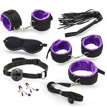 8Pcs SM Leather Handcuff/Mouth Ball/Nipple Clamp/Cotton Rope/Dog Chain/Whip/Blindfold BDSM Flirt Adult Games Sex Toy For Couples 2024 - buy cheap