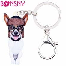 Bonsny Acrylic Sweet Fox Toy Terrier Dog Key Chains Keychains Ring Fashion Animal Jewelry Pet For Women Girls Bag Car Charms 2024 - buy cheap