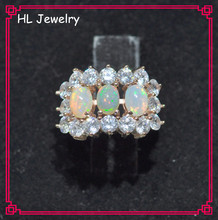 925 Sterling Silver Rose Gold Natural Fire Opal CZ Stone Ring Fashion Adujusted Austrial Opal Stone Ring 2024 - buy cheap