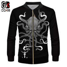 OGKB 2018 3d Cool Printed Inkfish Marine Anchor Black Jacket Windbreaker Casual Coat Long Sleeve Sweatshirt Man/women Tracksuit 2024 - buy cheap