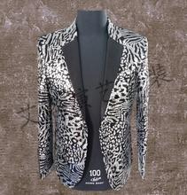 Trajes de diseño de leopardo para hombre, trajes de Terno para cantantes, Blazer de lentejuelas, Ropa de baile, vestido de chaqueta con estilo Rock Silve 2024 - compra barato